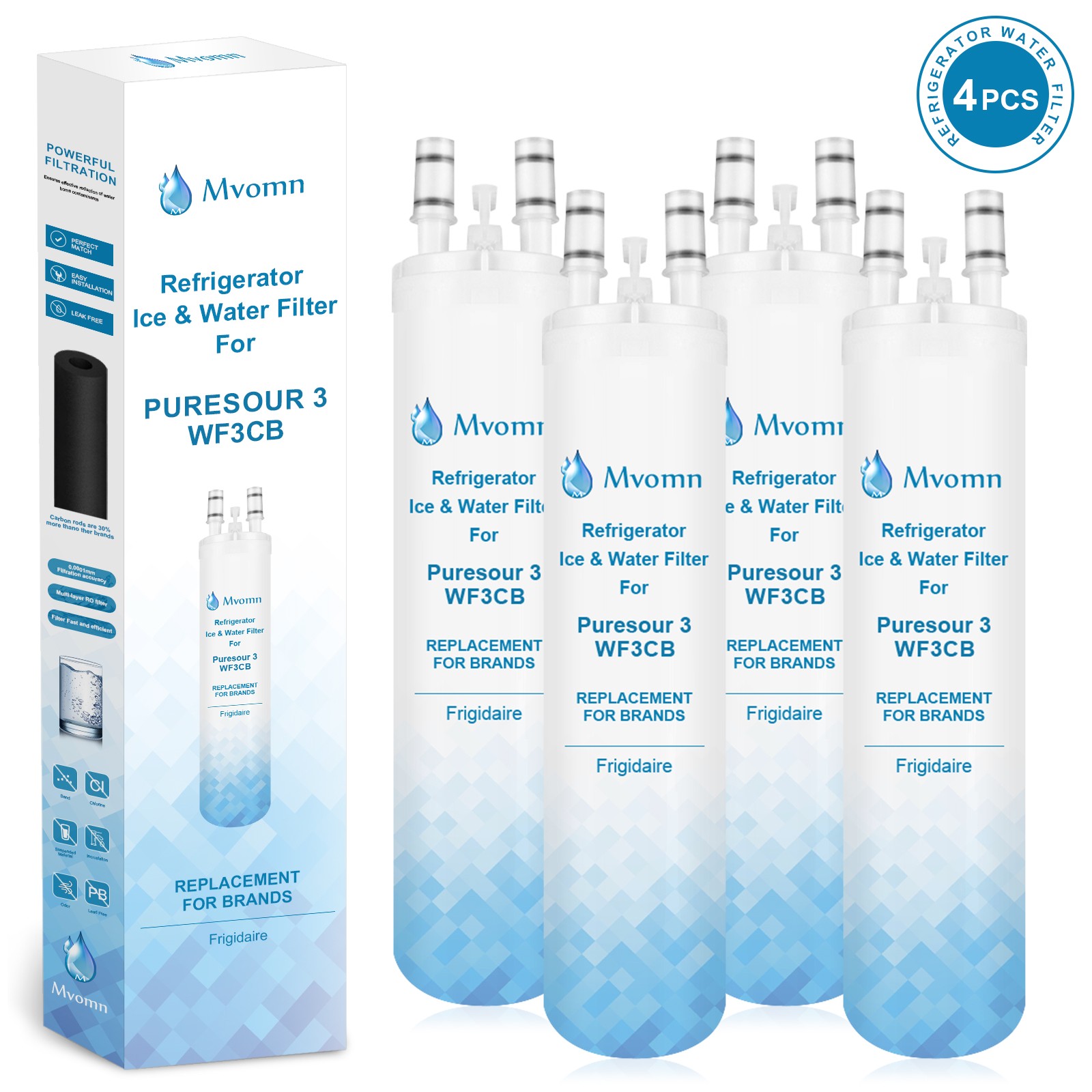 4 Pack Frigidaire WF3CB PureSource 3 Replacement Refrigerator Water Filter gallery