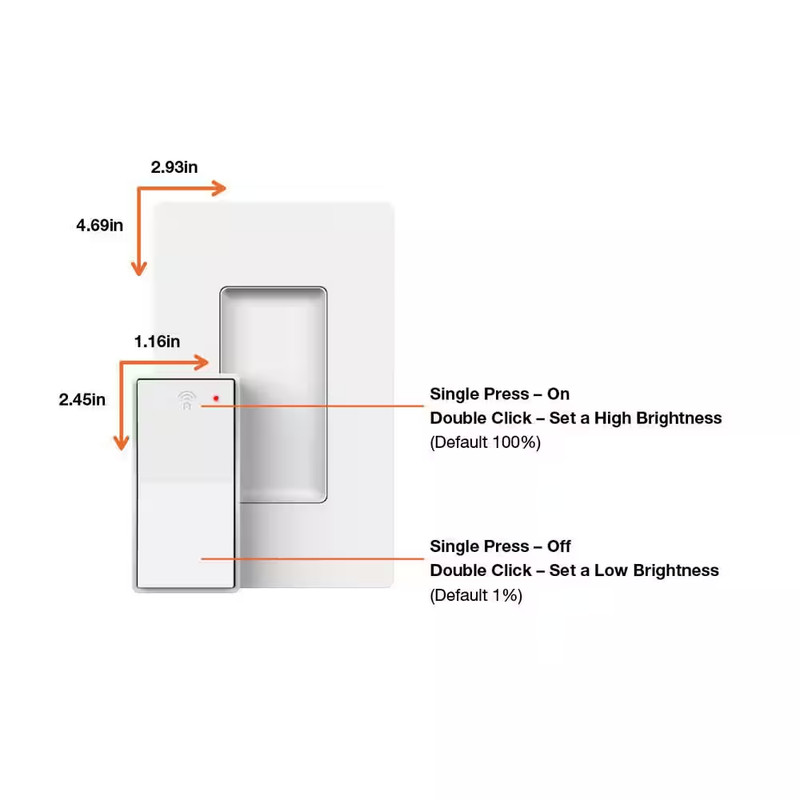 Smart Remote Rocker Switch with Bluetooth, No-Hub Required, Battery Powered, Whi gallery