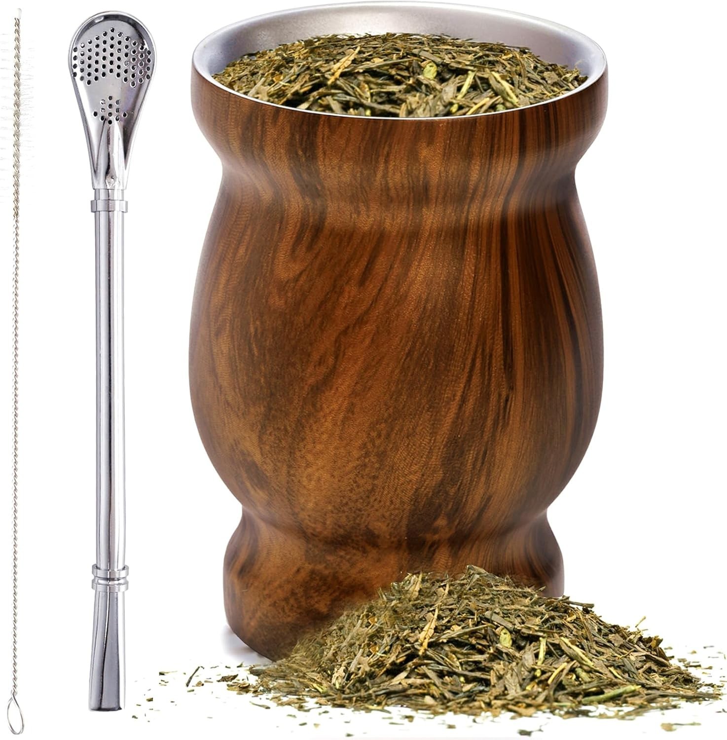 Yerba Mate Natural Gourd/Tea Cup Set Brown (Original Traditional Mate Cup - 8... gallery