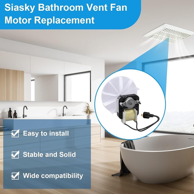 Reliable Bathroom Vent Fan Motor Replacement - 120V, Low Noise, Long-lasting Use gallery