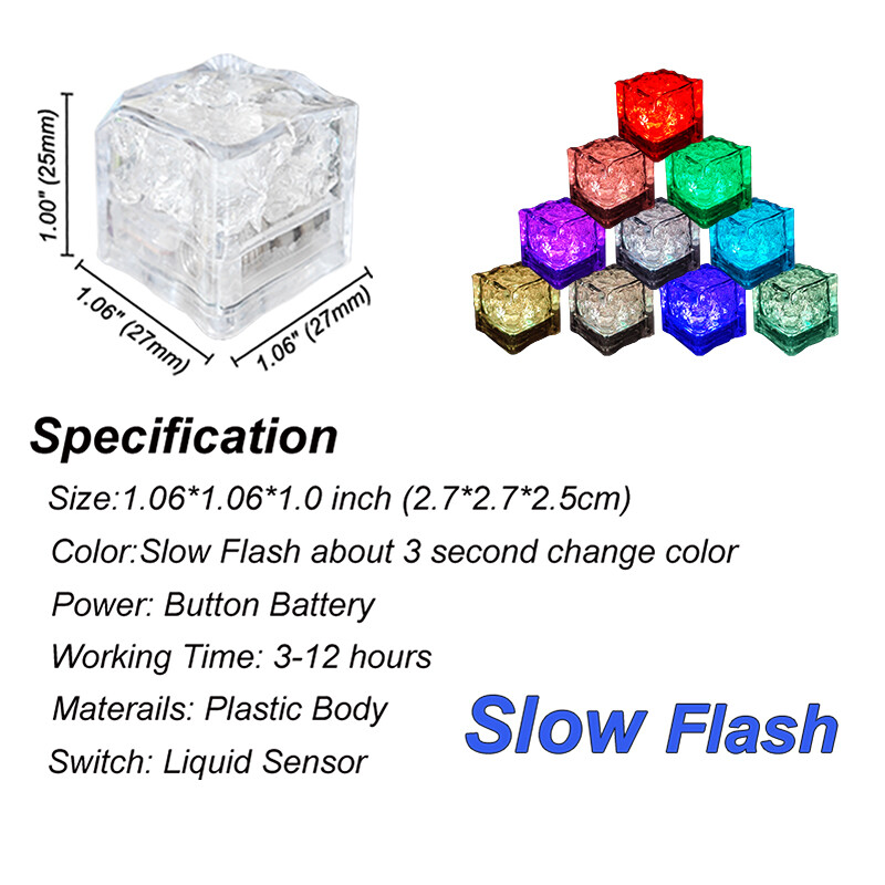 120*Glowing LED Ice Cubes Flash Light For Party Bar Drinks Wine Glass Decorate gallery