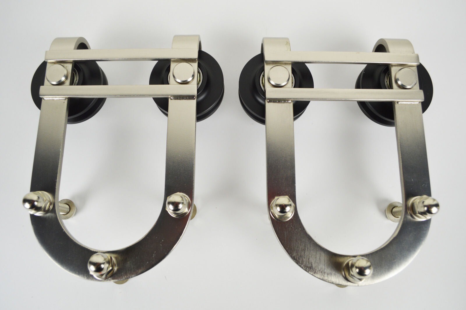 Contemporary Style Barn Door 6.6 ft Rail Roller Horseshoe Track Hardware Kit gallery