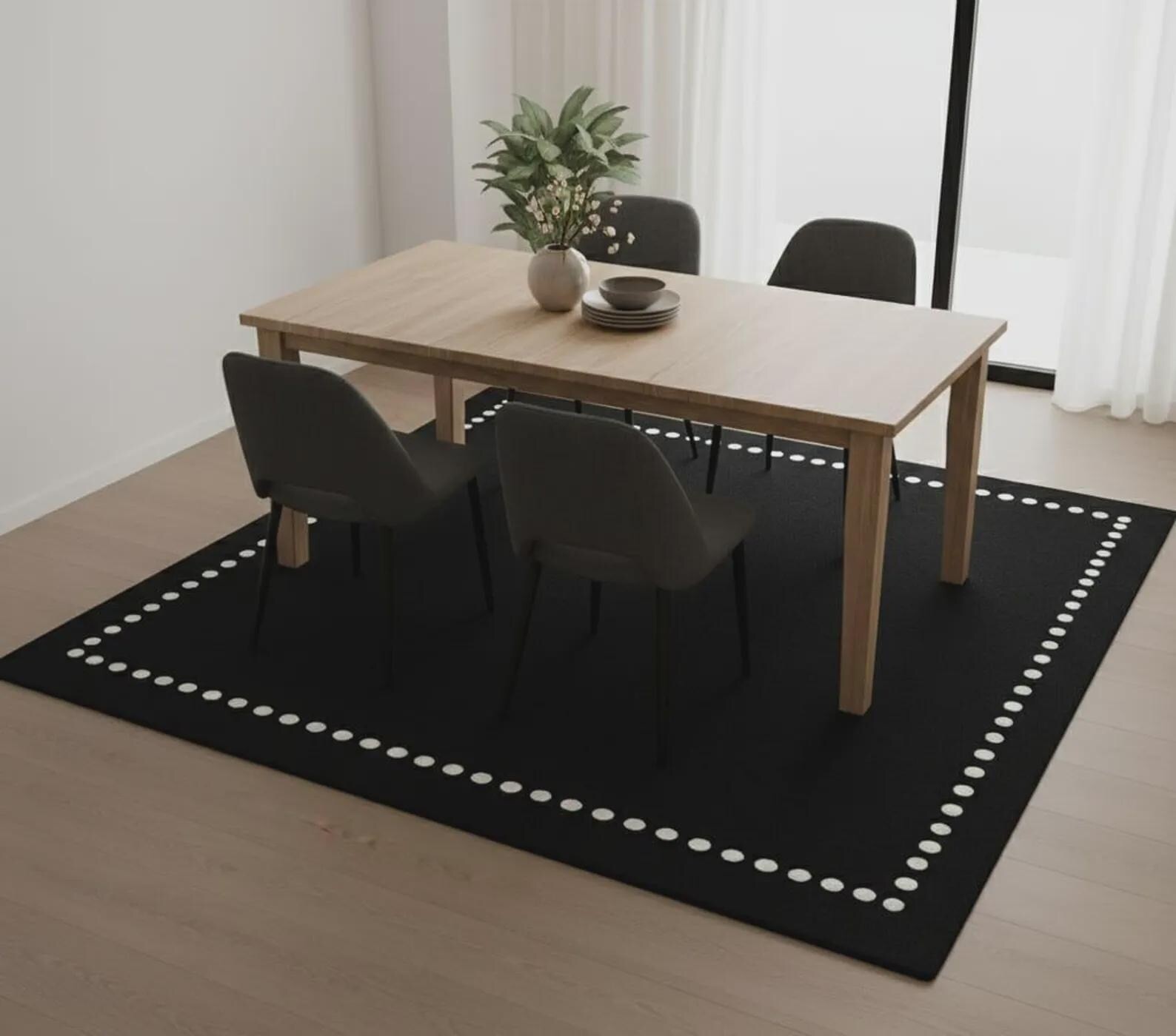 Hand Tufted Black White Dotted Rug, Modern Polka Dot Wool Area Rug, 100% NZ Wool gallery