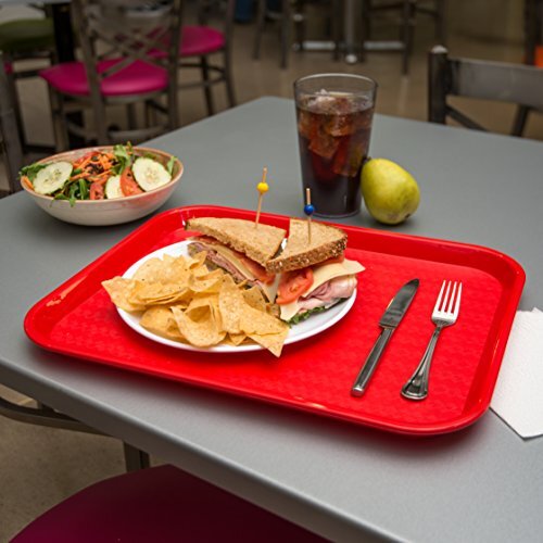Shatter-Resistant Plastic Cafeteria Fast Food Tray, 14" x 18" - Red gallery