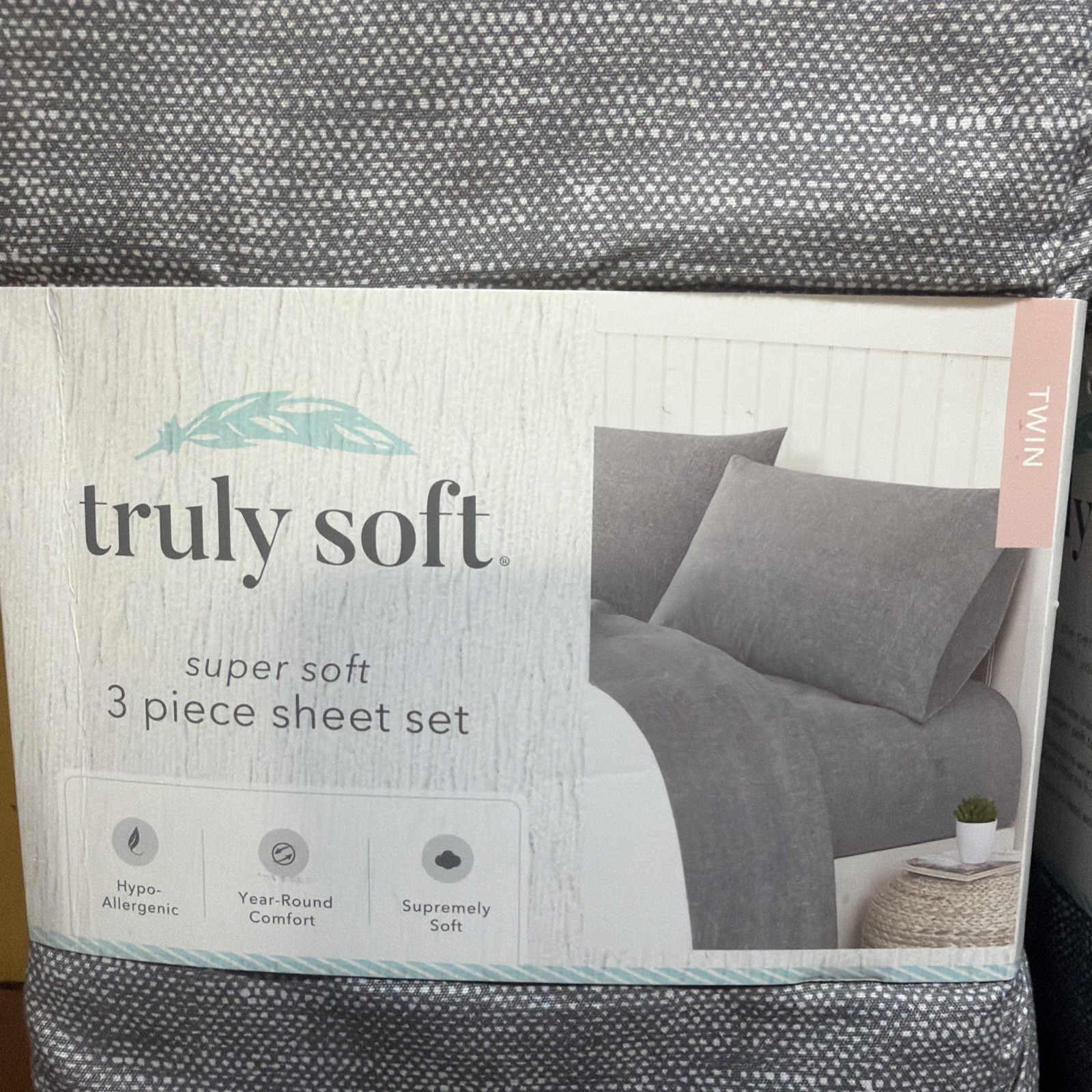 Truly Soft - 2 - Sheet Set Soft Hypo-Allergenic Size Twin Gray & White New gallery