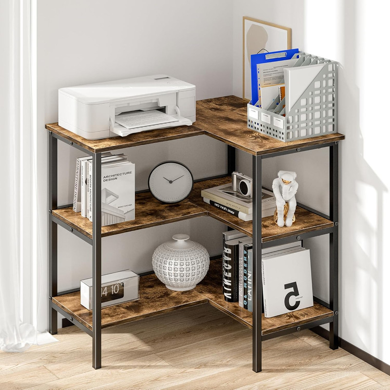 Corner Cabinet Table with 3 Tier Open Shelf, Multipurpose Display Organizer Stor gallery