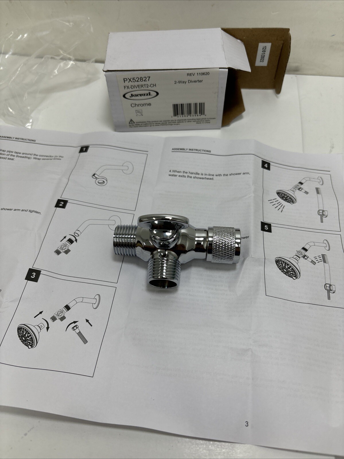 UNIVERSAL SHOWER ARM DIVERTER 2 WAY CHROME HEAVY DUTY gallery