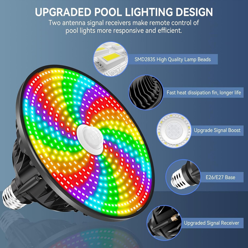LED Pool Light Bulb for Inground Pool, 2026 Upgraded 120V RGB Color Changing Poo gallery