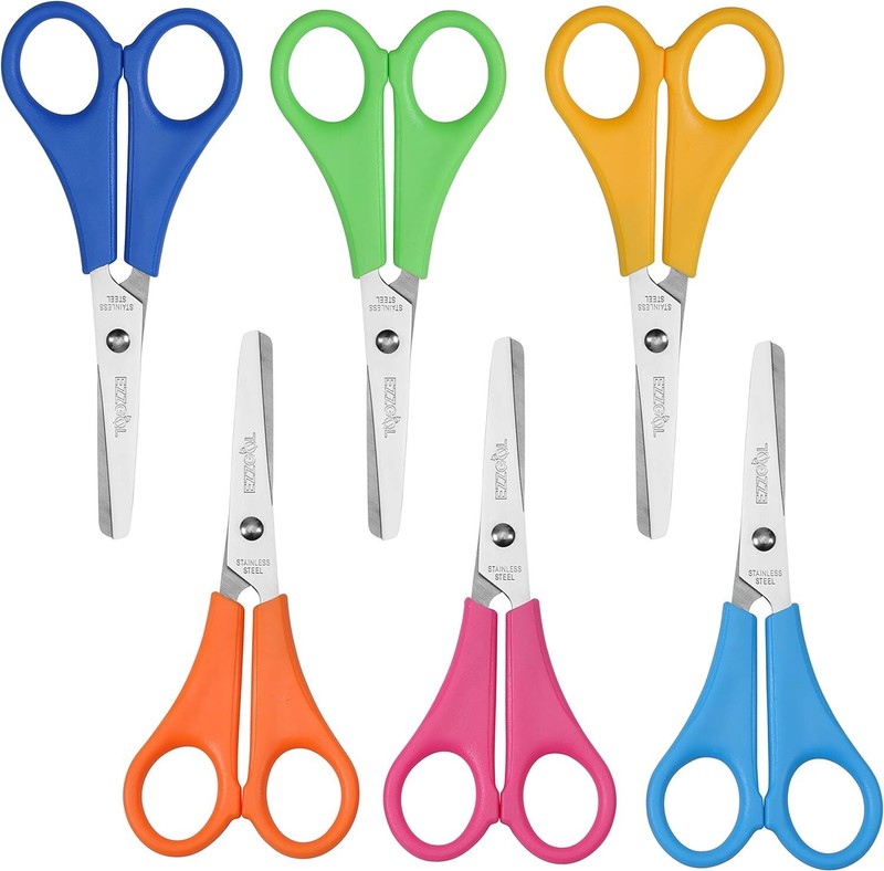 Scissors Bulk for Kids, EZZGOL 48 PACK 5” Safety Pink, Blue, Orange, Green gallery