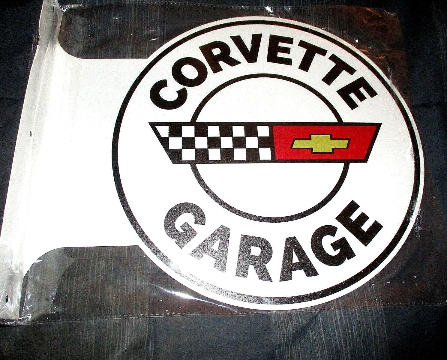 CHEVROLET CORVETTE GARAGE Double-Sided Imprint Metal Flange Sign #03a NEW** gallery