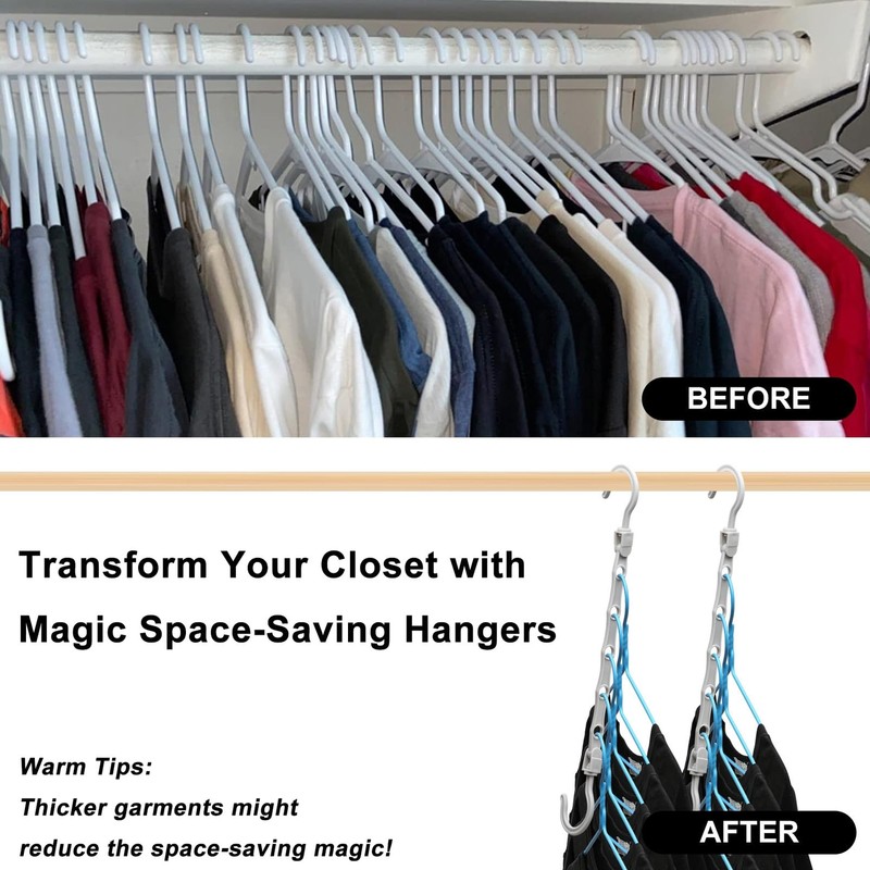 12 Pcs 5 Holes Space Saving Magic Hangers Closet Organizers for College Dorm gallery