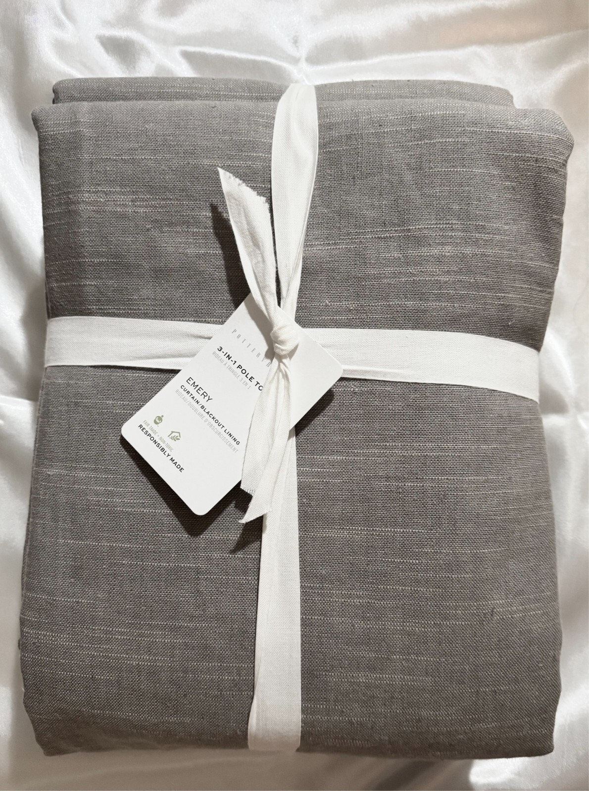 Pottery Barn Emery Linen Blackout Curtain 100 x 108 Flagstone Gray 3 in 1 Pole gallery