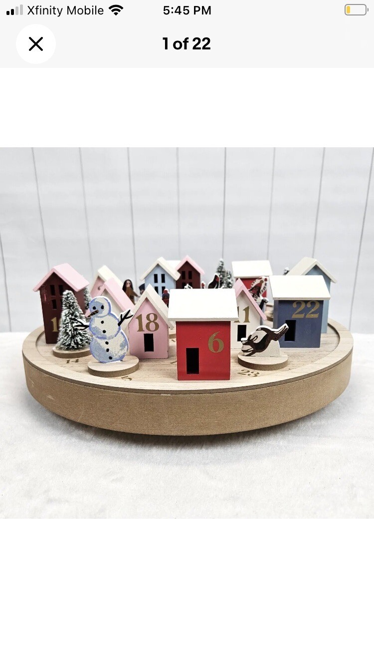 Countdown to Christmas Mini Village Wooden Round Calendar Threshold Target gallery