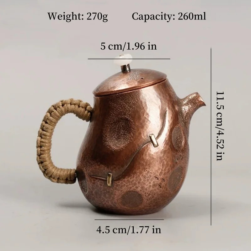 Pure Copper Tea Pot Milk Coffee Teaware Filter Weave Heat Handle Teapot Wine Set gallery