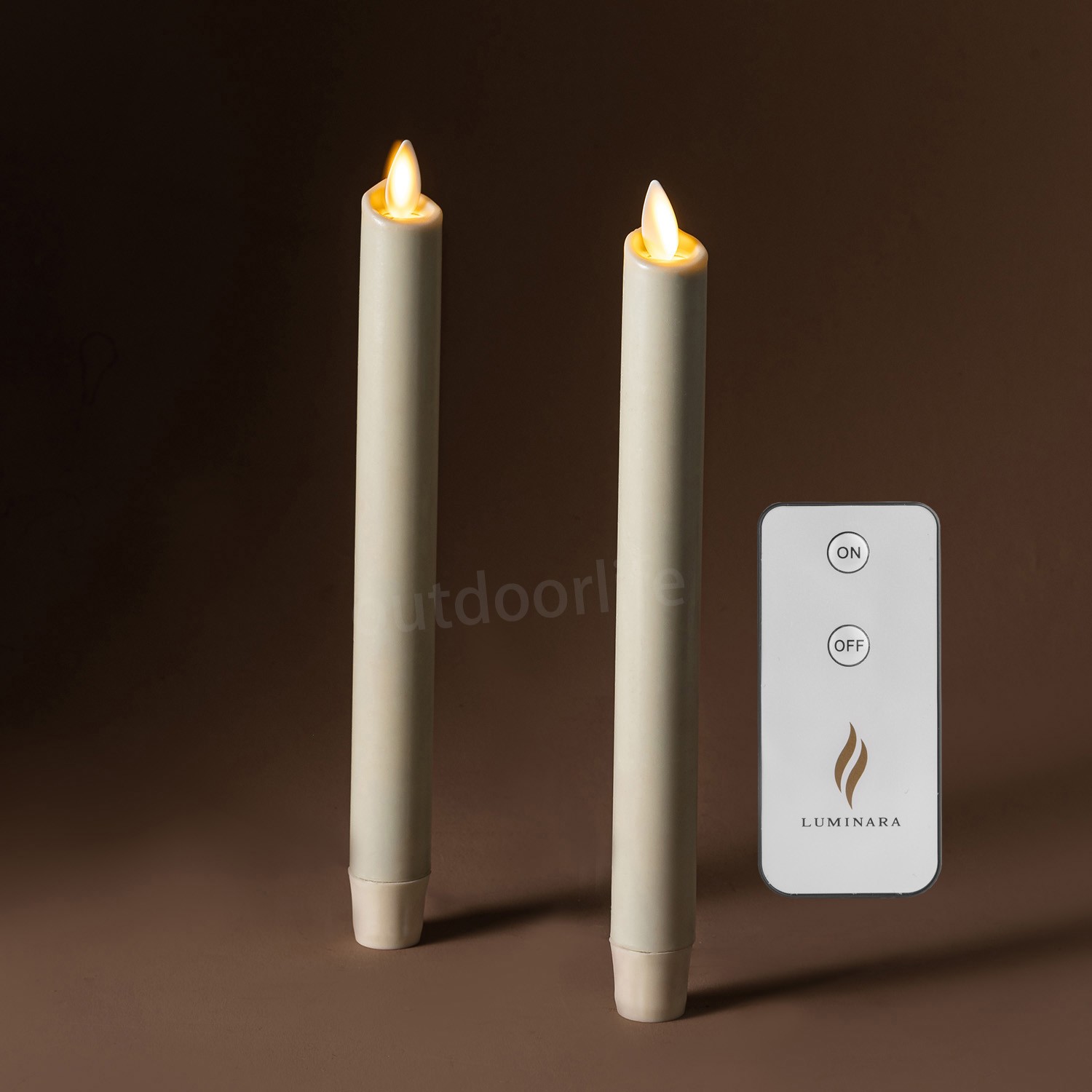 Luminara Flameless LED Wax Taper Candles with Moving Flame Remote Ivory 9.5" 2pc gallery