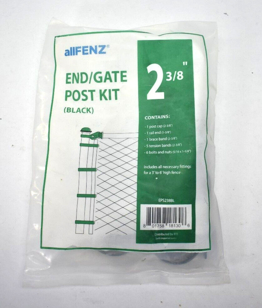 AllFenz End Gate Post Kit Black 2-3/8" Post End EPS238BL Hardware Pack Kit
