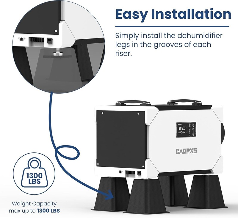 CADPXS Crawl Space Dehumidifier 80 Pint+Dehumidifier Riser Kit, Noise Reduction gallery