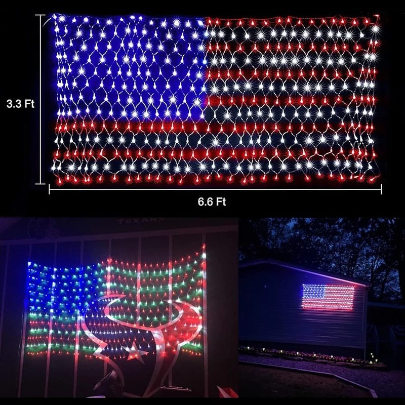 American Flag String Lights, Waterproof Led Flag Net Light, with 420 Super Brigh gallery