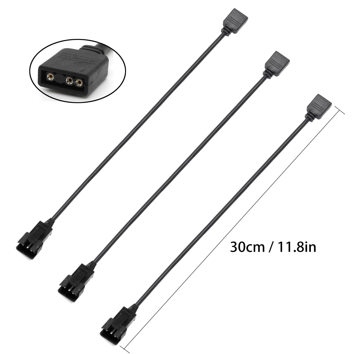 3-Pack ARGB Extension Cable 5V 3-pin JST SM 3Pin Male Adapter 1-to-1 11.8 Inch gallery