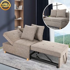 Folding Sofa Bed Chair Ottoman Sleeper Chair Chaise Lounge Adjustable Backrest-