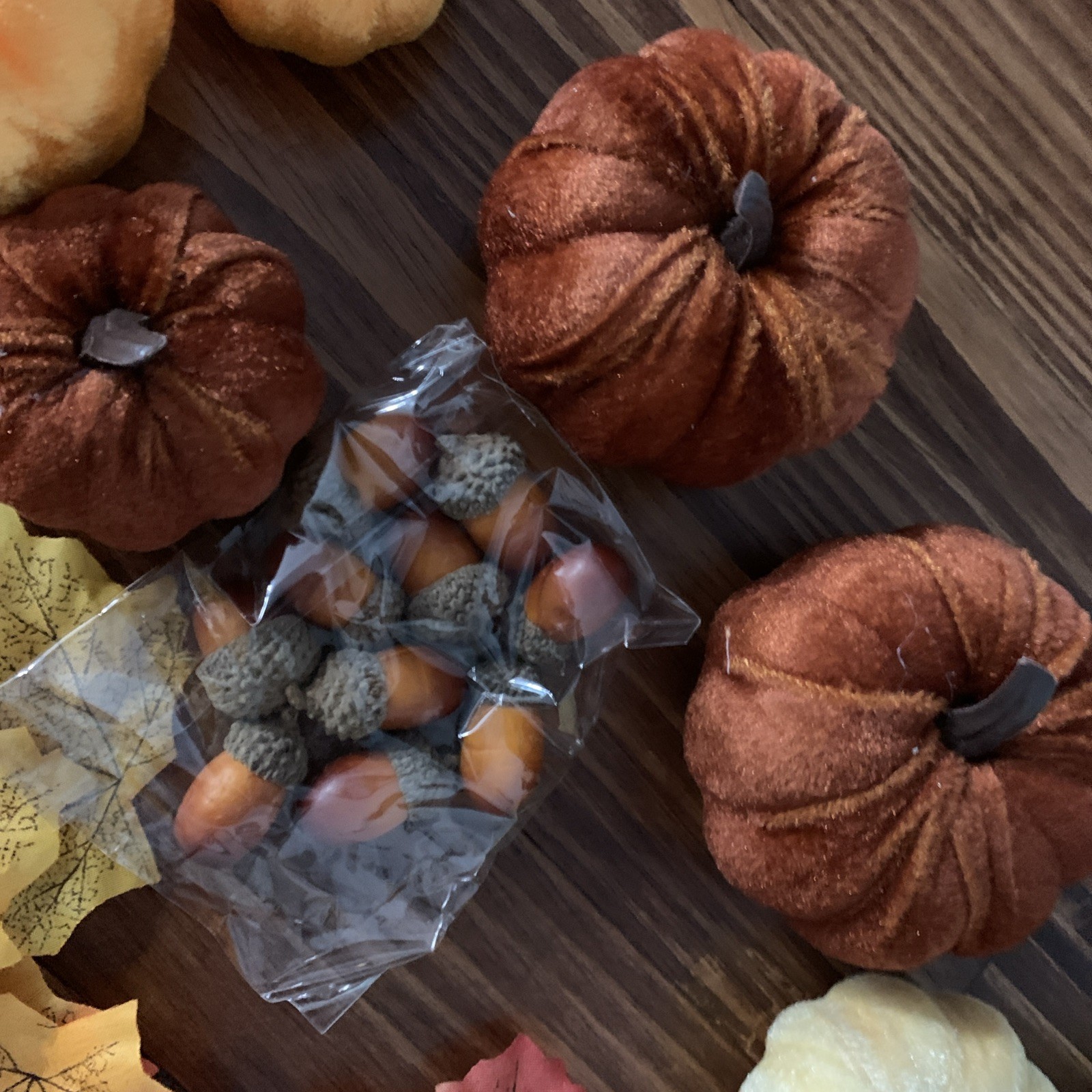 Fall Velvet Foam Pumpkin Decoration Set of, 12 , Orange, Brown, Cream gallery