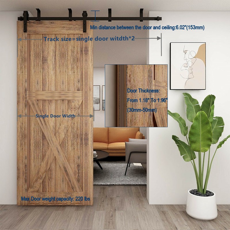 4FT-20FT Sliding Barn Door Hardware Kit Track Roller Closet Ceiling Mount Rail gallery