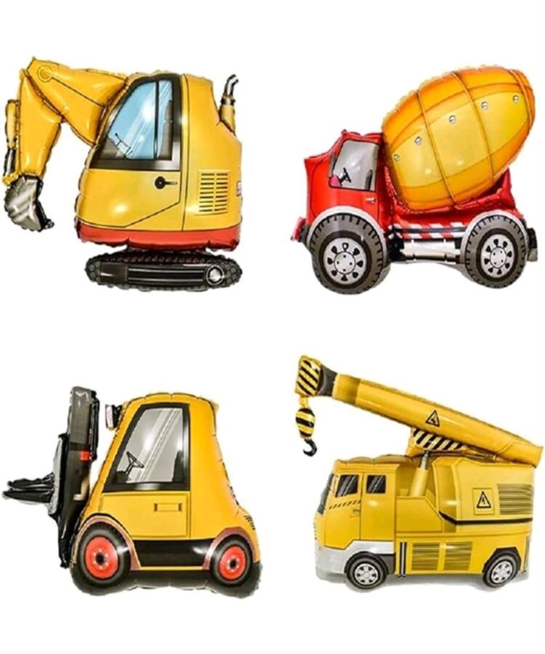 4 Construction Vehicle Novelty Balloon, Child's Birthday Party: Digger Fork Lift gallery