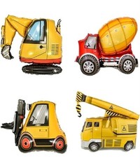 4 Construction Vehicle Novelty Balloon, Child’s Birthday Party: Digger Fork Lift
