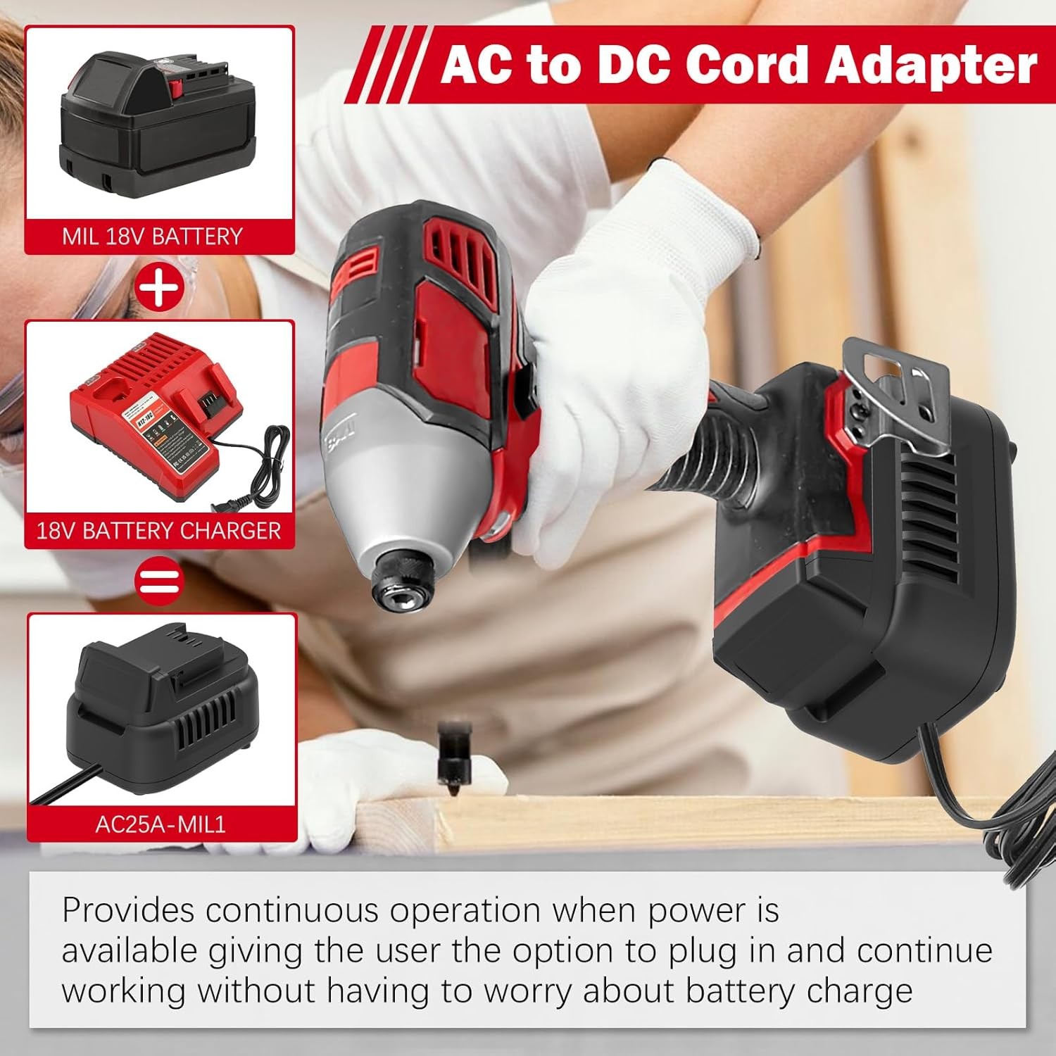 500W AC to DC Cord Plug Adapter Powered for Milwaukee for 18V Cordless Tools gallery