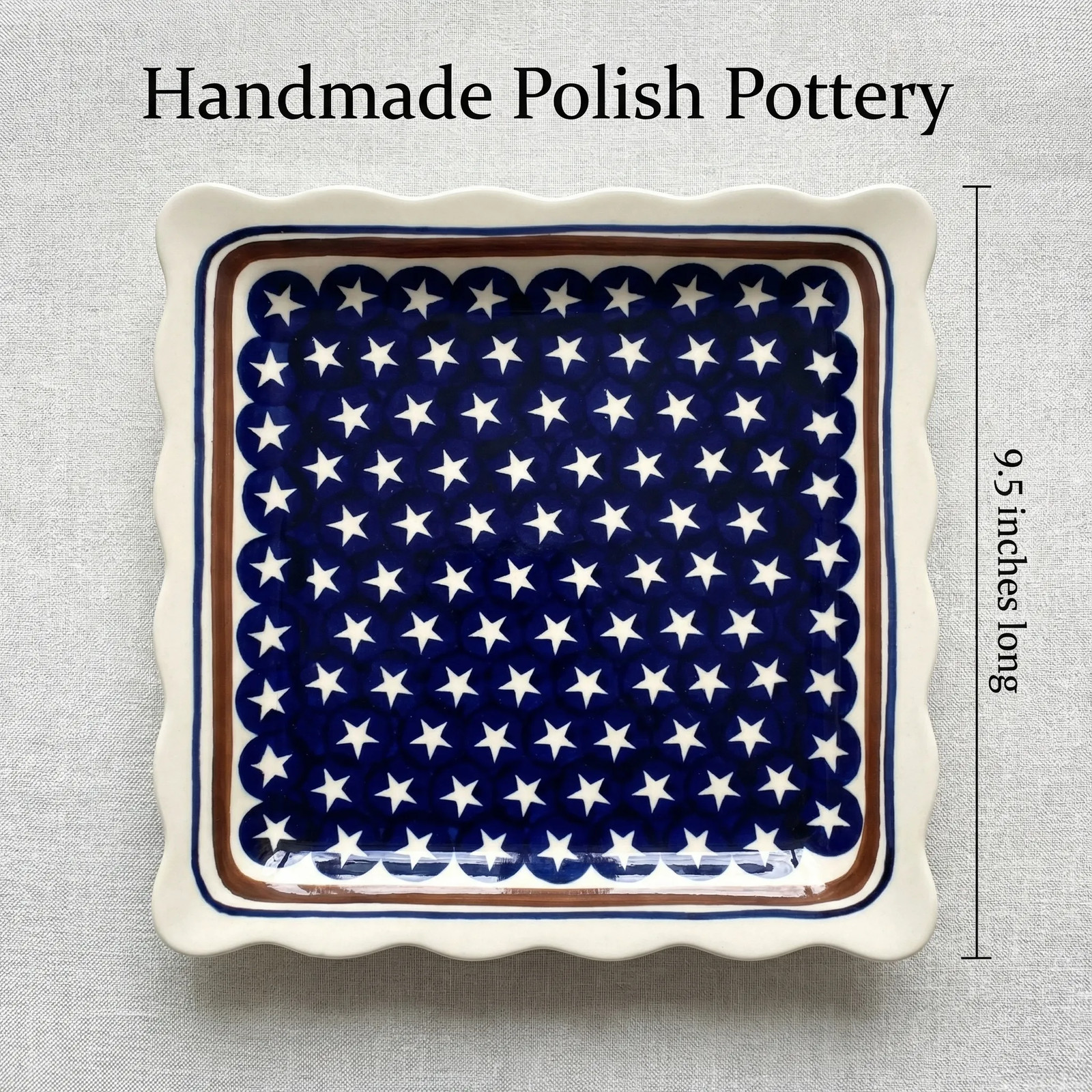 Blue Rose Polish Pottery Stars & Stripes Square Lunch Plate gallery