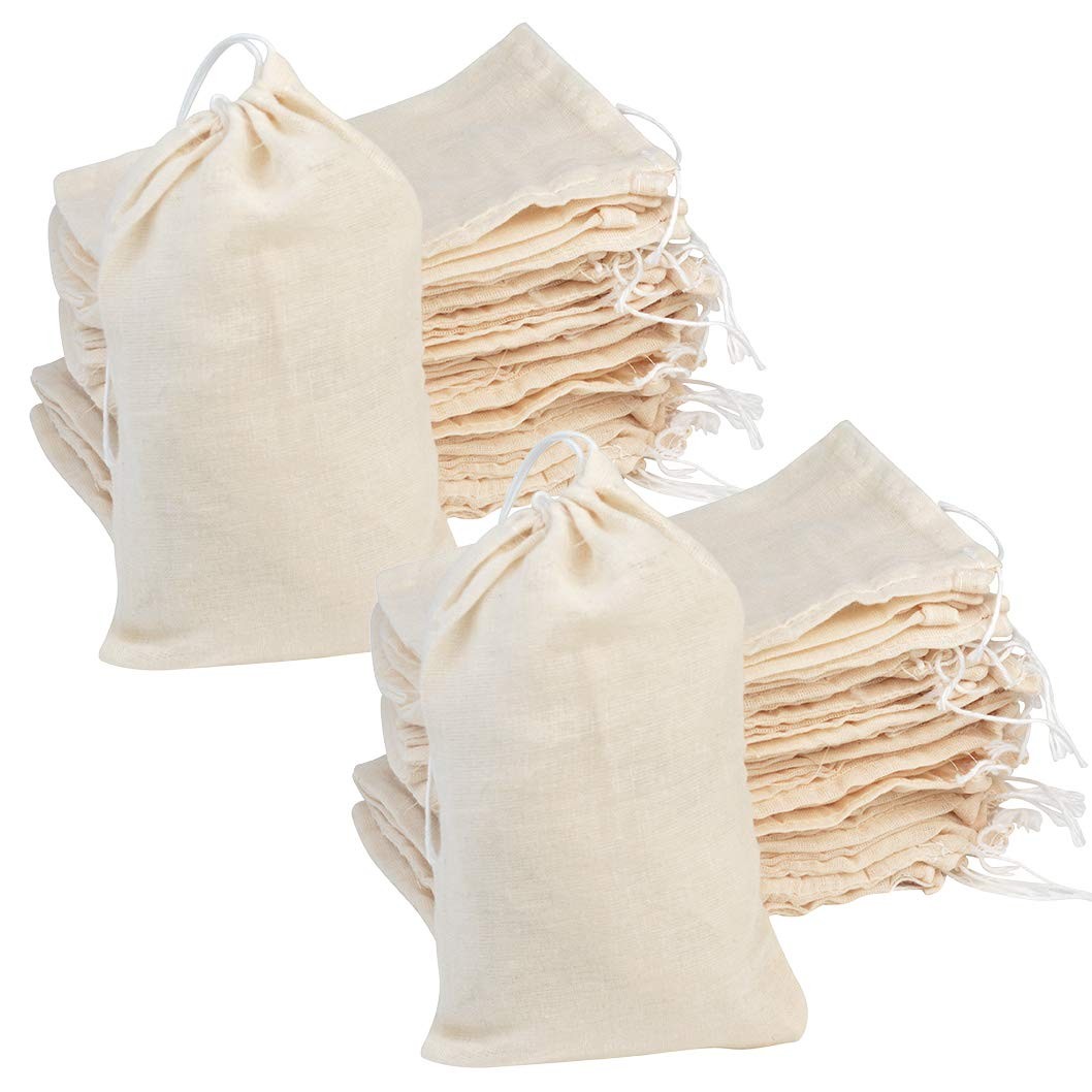 100Pcs Cotton Drawstring Bags, Reusable Muslin Bag Natural Cotton Bags with Draw gallery