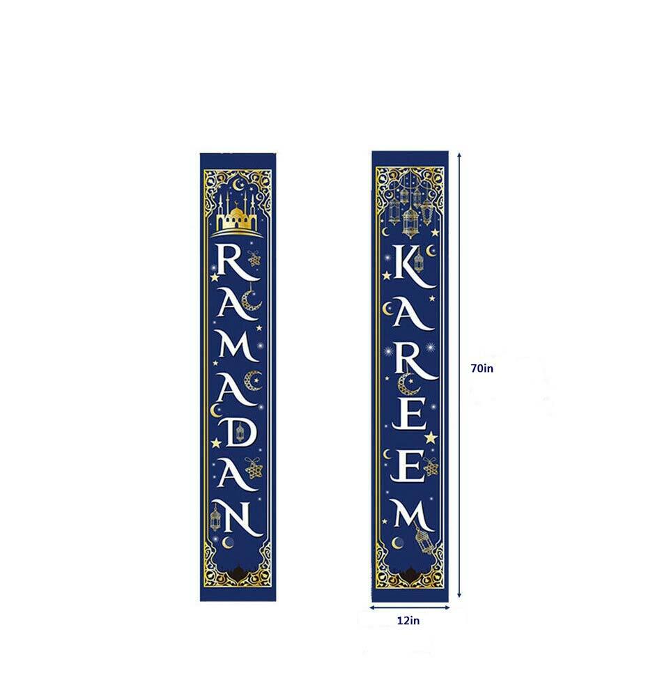 Modefa Islamic Holiday Decor | Ramadan Kareem Long Banner 12x70in - Blue gallery