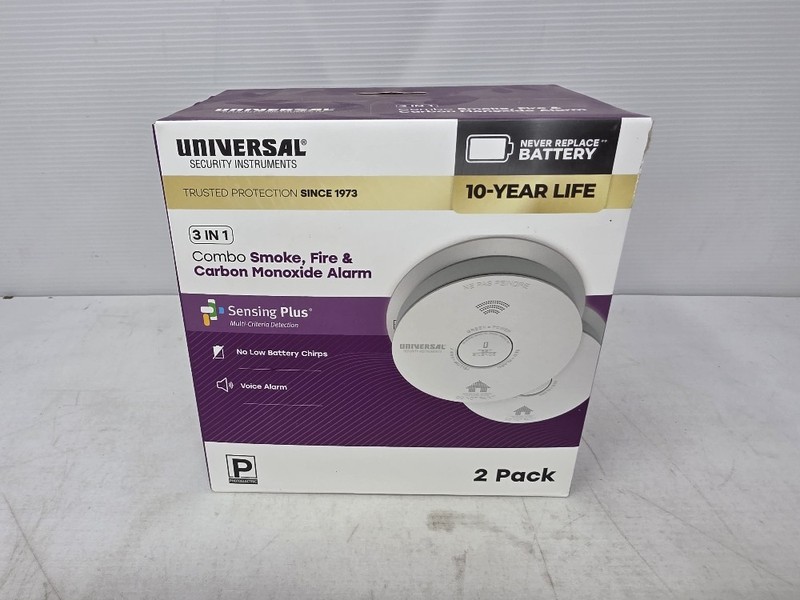 Universal Security Instruments 2-Pack 10-Year Battery Combination Smoke and Carb gallery