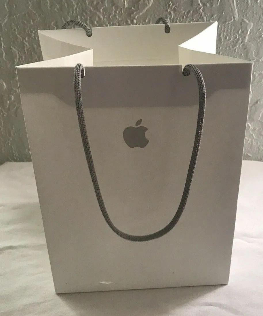 Apple Store White Silver Logo Retail Shopping Bags Lot Of 10 gallery
