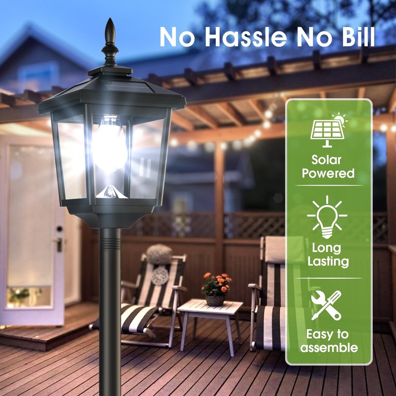 Solar Lamp Post Light Outdoor, Cool White, IP45 Waterproof Solar Post Lights ... gallery