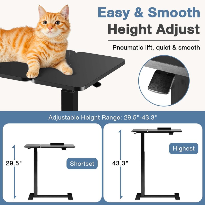 Overbed Bedside Desk Rolling Laptop Stand Tray Overbed Table w/ Wheel Adjustable gallery