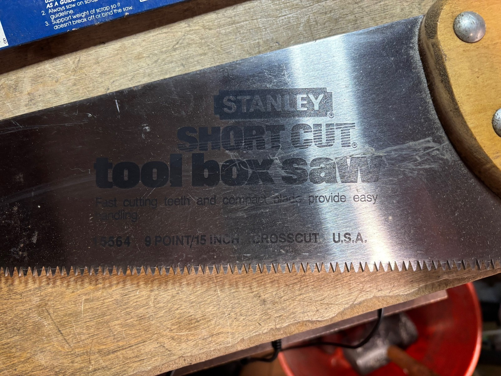 Vintage Stanley Short Cut Toolbox Finish Saw 15-564 9pt 15 Inch Crosscut USA gallery