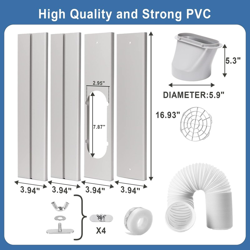 Portable AC Window Vent Kit - Adjustable Sliding Plate 59 Exhaust Hose gallery