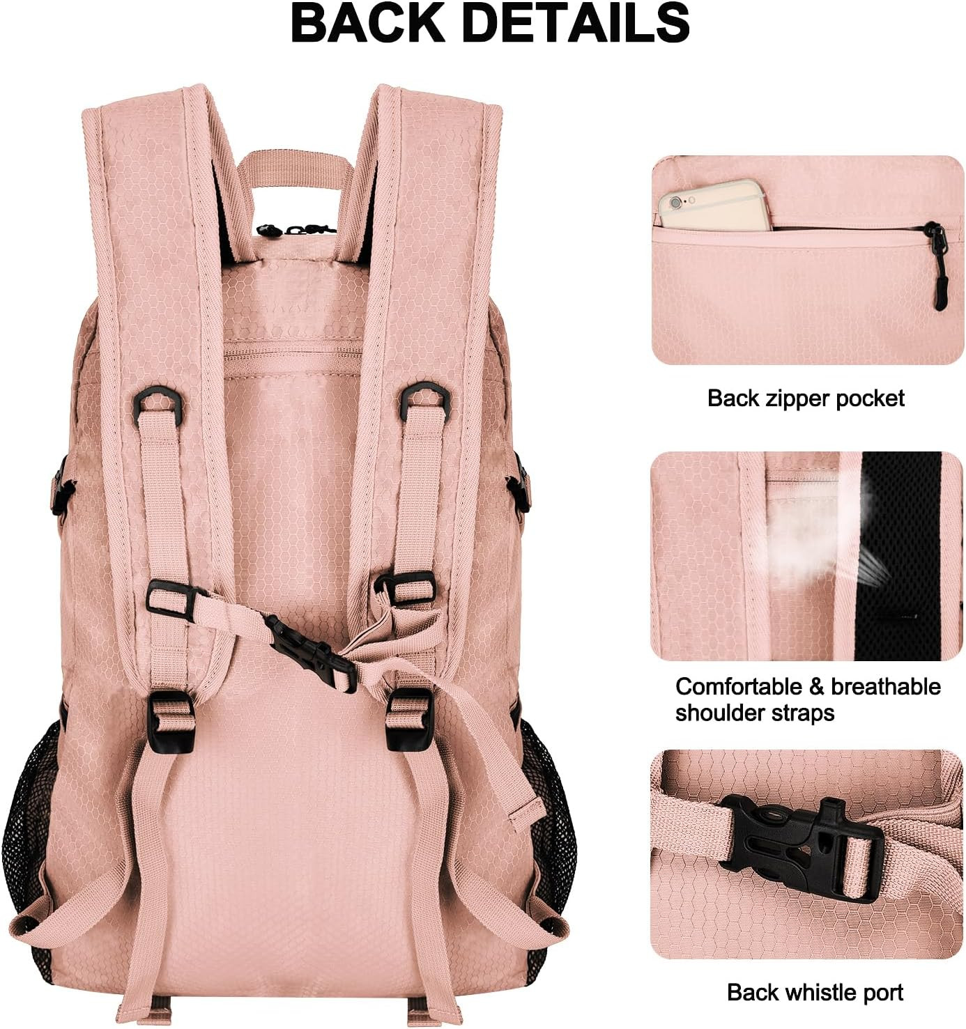 45L Hiking Backpack Lightweight Foldable, Waterproof Camping Backpack with Rain 5