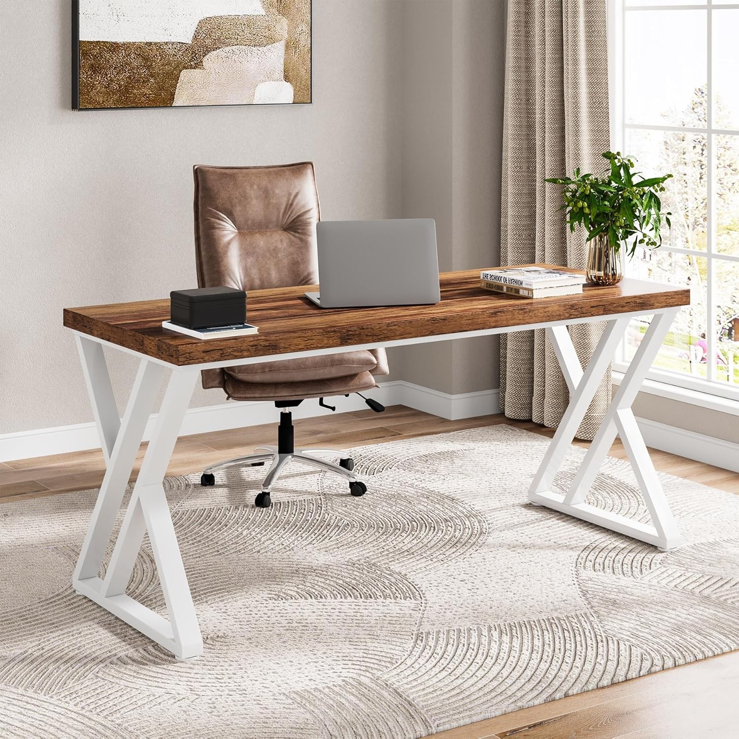 Tribesigns 55 Inch Large Simple Industrial Computer Desk Study Writing Table gallery