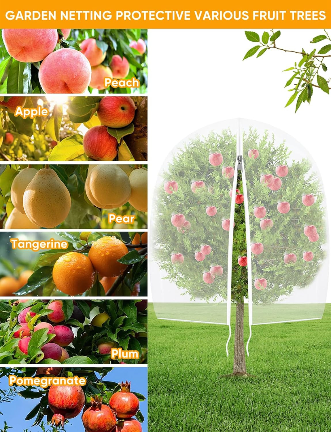 Fruit Tree Netting for Cicadas with 2Pcs 6Ftx5.3Ft Zipper &Drawstring Protection gallery