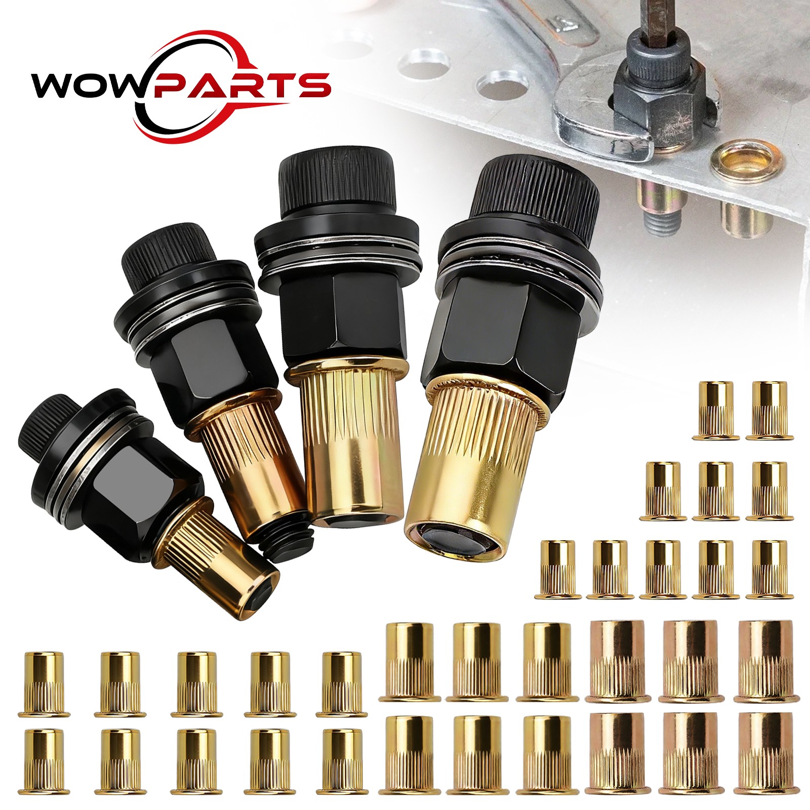 36pcs Manual Rivet Nut Tool Adapter Carbon Steel Head Threaded Insert Rivnut Set gallery