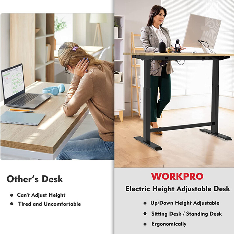 WORKPRO 48in Electric Standing Desk Adjustable Workbench Wooden Top 500 LBS Load gallery