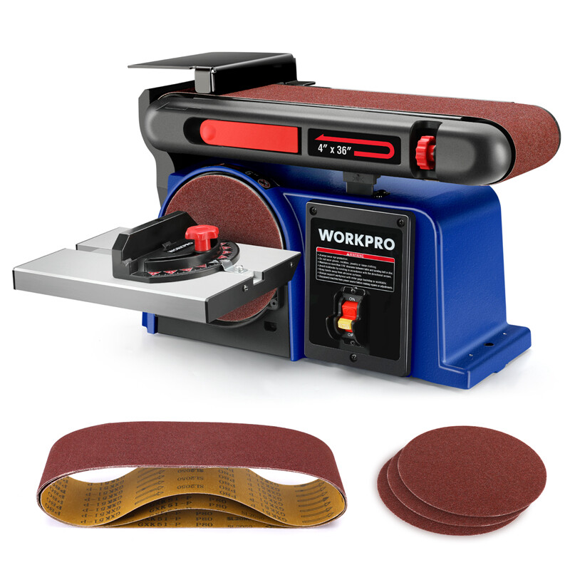 WORKPRO 6 in. Disc Sander & 4 in. x 36 in. Belt Belt Disc Sander w/6pc Sandpaper gallery