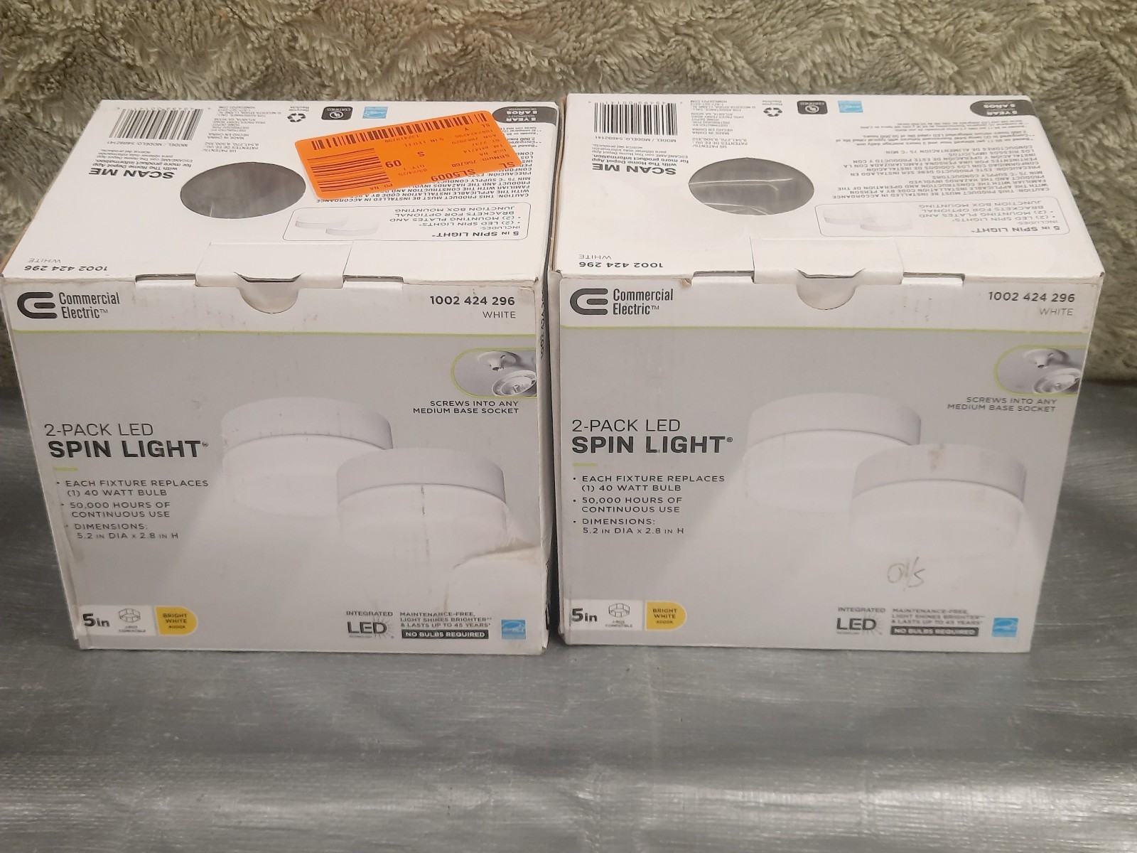 (4-Pk) Commercial Electric Integrated LED Flushmount Spin Light White 54692141 gallery