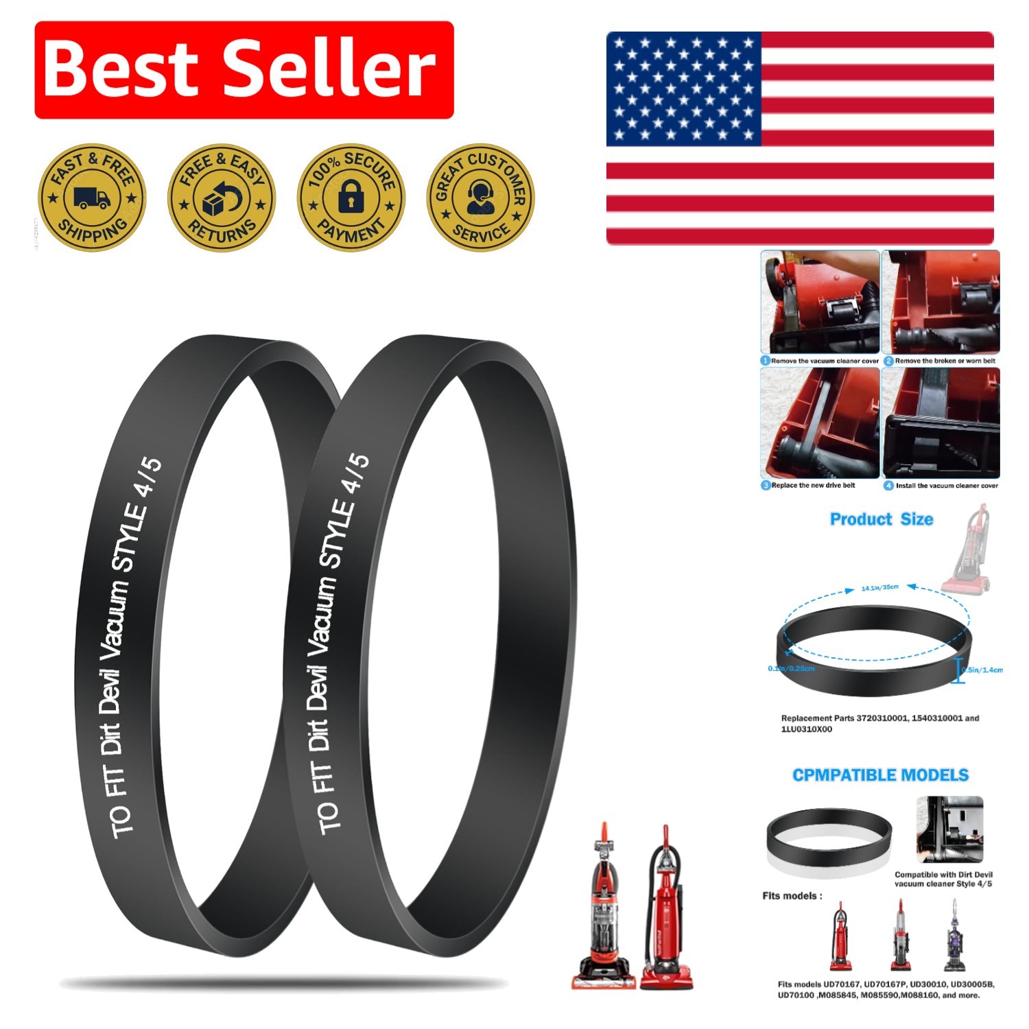 High-Quality Rubber Belts for Dirt Devil Vacuum Style 4/5 - Durable & Reliable gallery