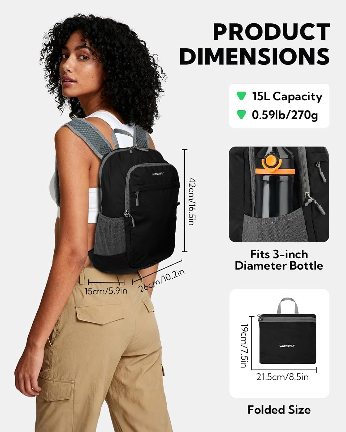 Packable Lightweight Small Backpack: 15L Foldable Mini Hiking Daypack - Ultralig 3