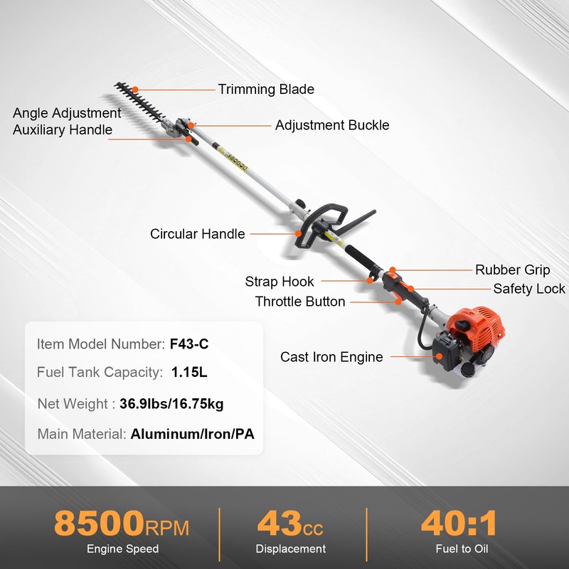 6-in-1 Multi-Functional Trimming Tools Gas Hedge Trimmer 43CC Weed Eater gallery