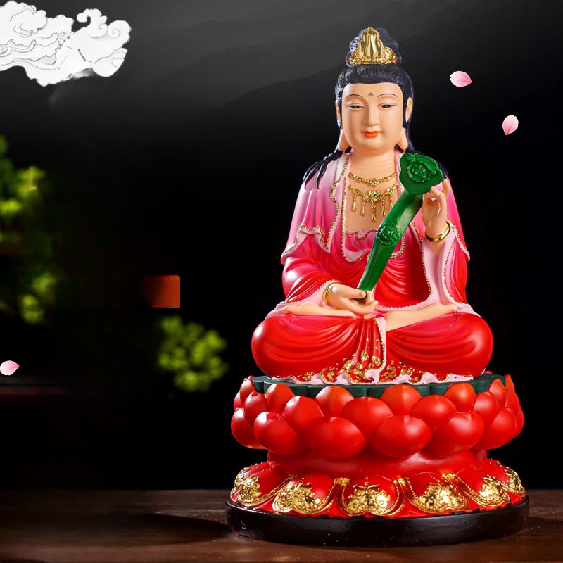 30cm Manjusri Statue At Home Offering Ornaments Home Decoration Yellow Red gallery
