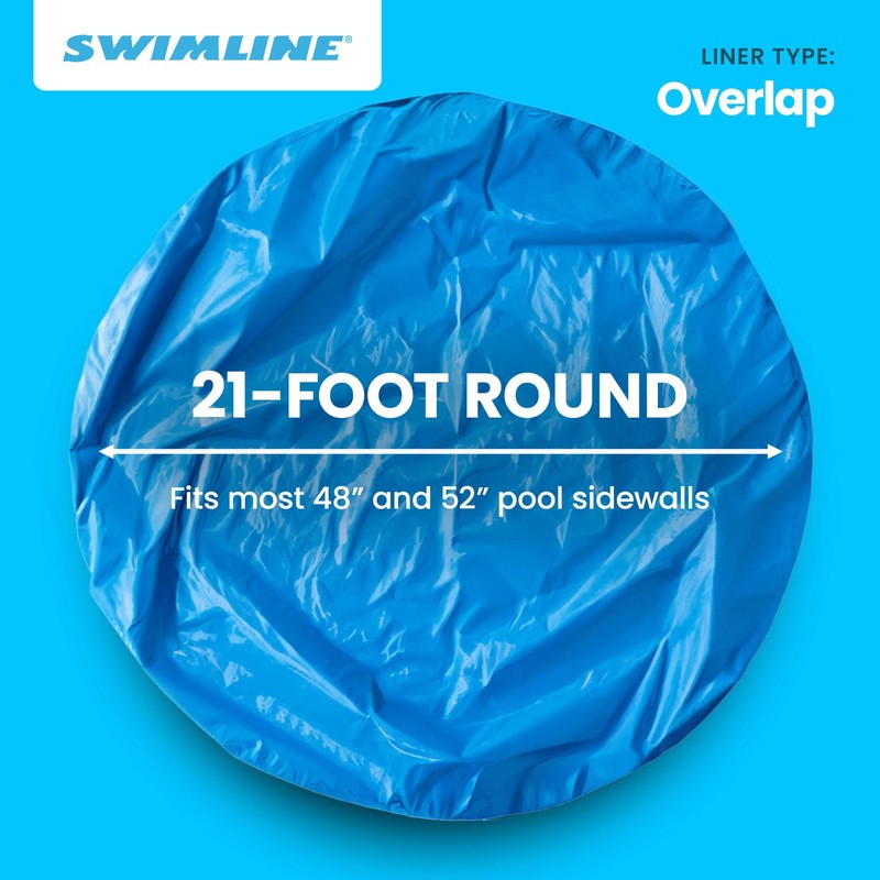 Swimline LI214820 21' Solid Blue Round Above Ground Swimming Pool Overlap Liner gallery